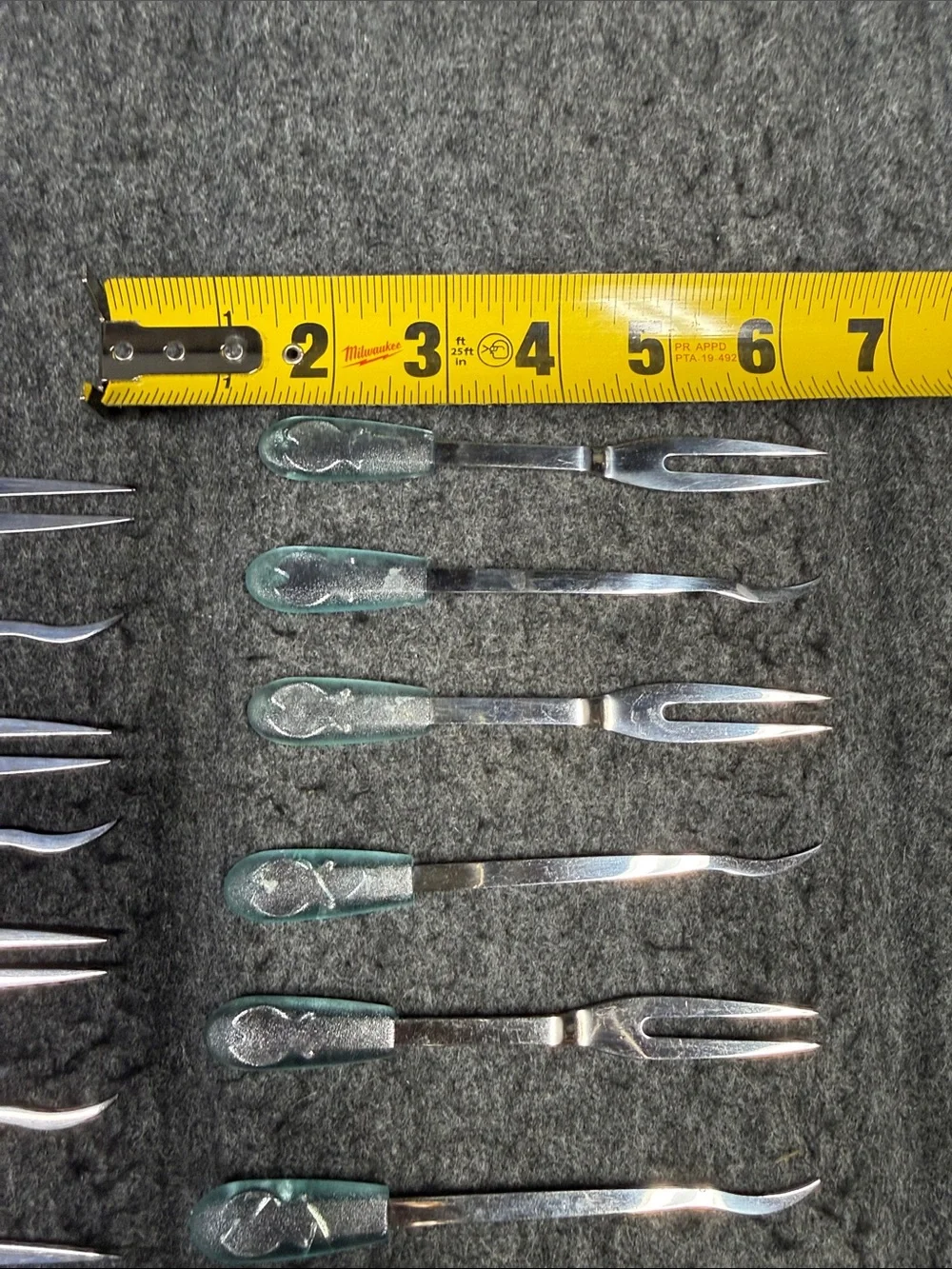 Seafood tools Green-Handled Stainless Steel Carving Forks and Meat Picks Set
